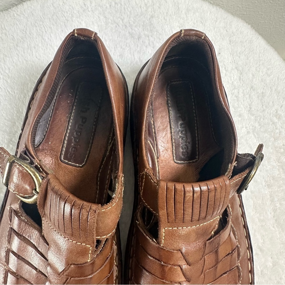 Unisex Hush Puppies Brown Casual Leather Slip-Ons Loafers - Picture 7 of 13